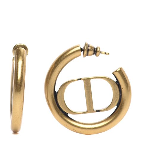 CHRISTIAN DIOR Metal 30 Montaigne Hoop Earrings Aged